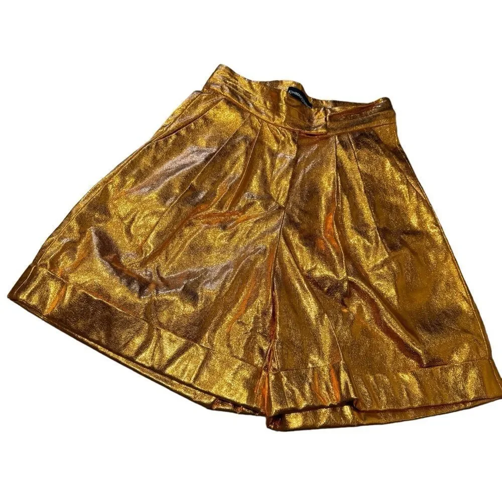 REVOLVE KIMBERLY GOLDSON LIZZIE METALLIC FAUX LEATHER SHORTS IN COPPER